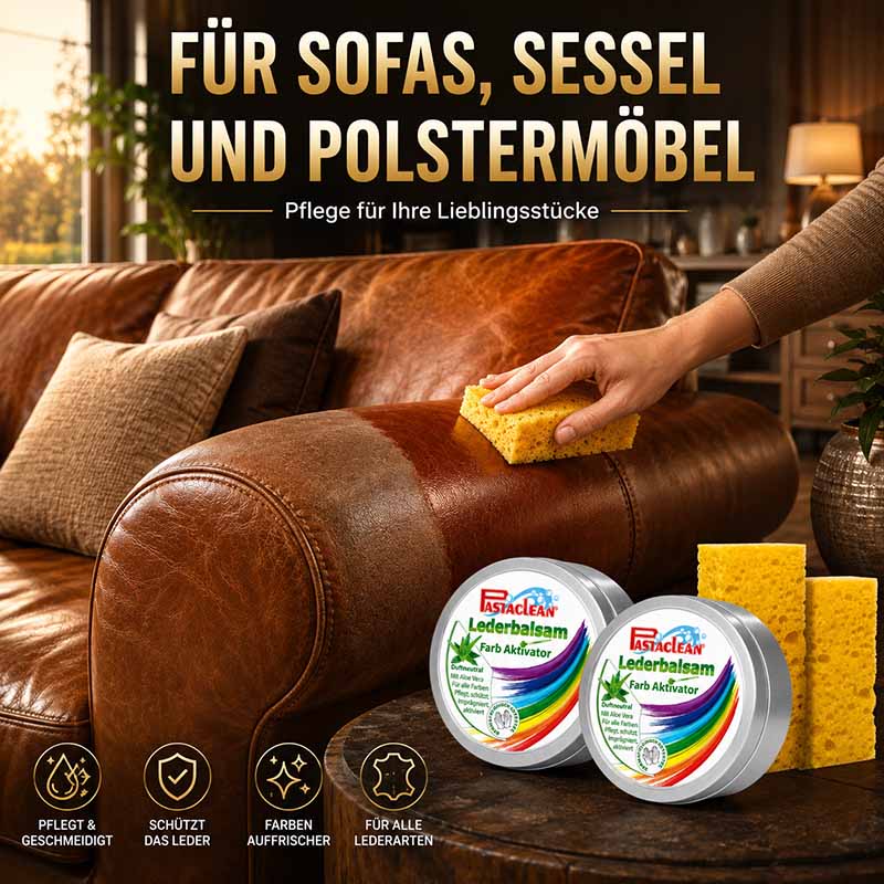 Pastaclean Lederpflege Set, 2x 250 ml Lederbalsam zur Pflege und Farbauffrischung von Sofas, Sesseln und Polstermöbeln, schützt und pflegt alle Lederarten.