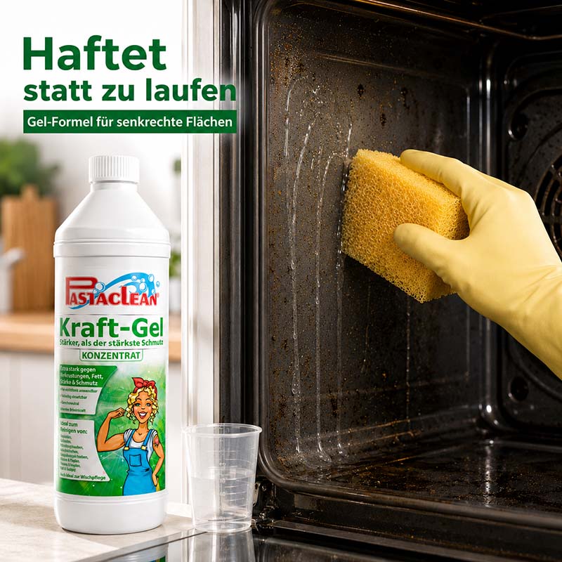 Pastaclean Kraft Gel Allzweckreiniger, Gel-Konzentrat gegen hartnäckigen Schmutz, Fett und Ablagerungen auf senkrechten Flächen, ideal für Küche und Haushalt, 1 Liter Flasche