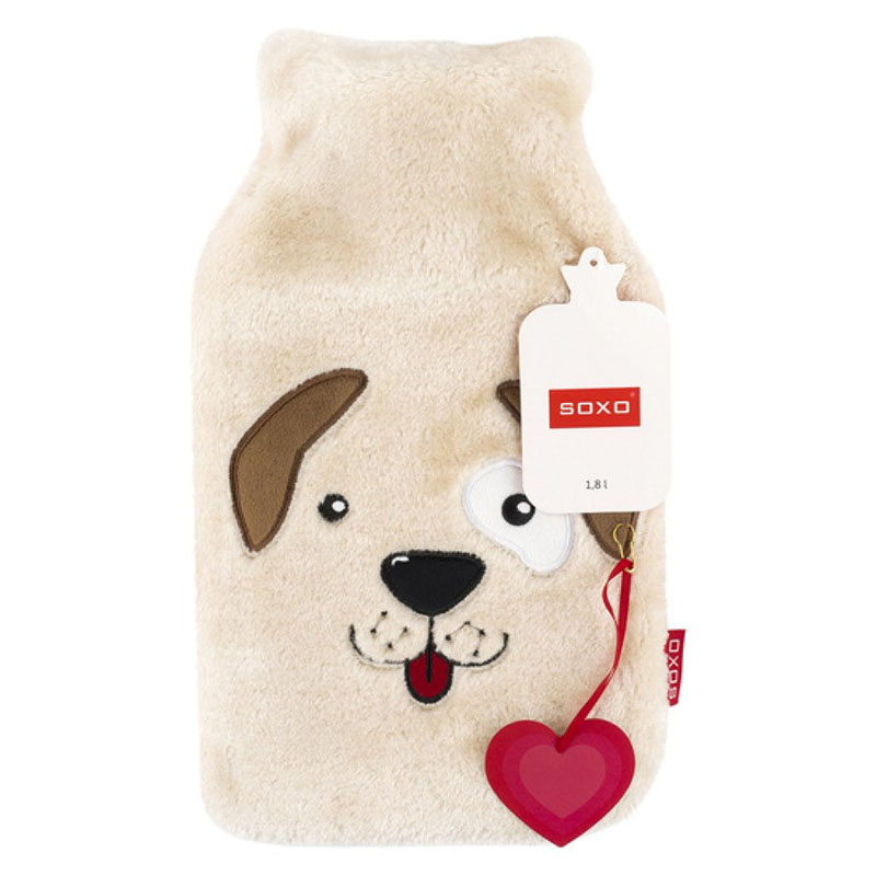 SOXO Wärmflasche mit Bezug, 1,8l (Plüschhund)