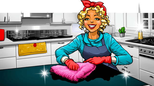 Miss Pastaclean putzt die Küche mit Flauschtuch Miss Pastaclean putzt die Küche mit Flauschtuch