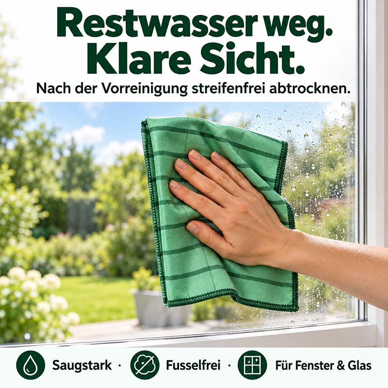 Bambus Fenstertücher 3er-Set 40 × 50 cm für streifenfreies Fenster- und Glasreinigung, saugstark und fusselfrei, ideal für klare Sicht nach der Vorreinigung.