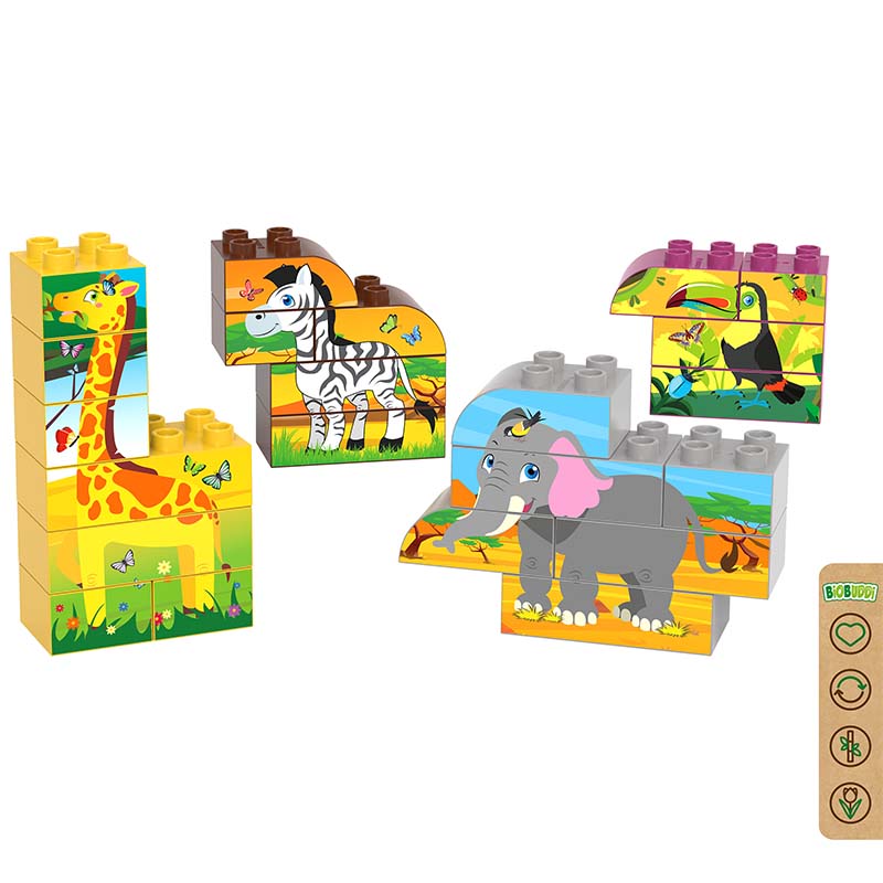 Bio Bausteine (22 Teile) BiOBUDDi Safari Tiere Set