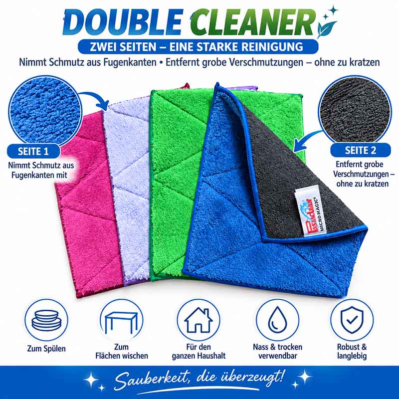 Antibakterielle Allzwecktücher 4er-Pack Rainbow, ideal zum Spülen und Flächen wischen, zwei Seiten für intensive Reinigung ohne Kratzen, geeignet für den ganzen Haushalt, nass und trocken verwendbar.