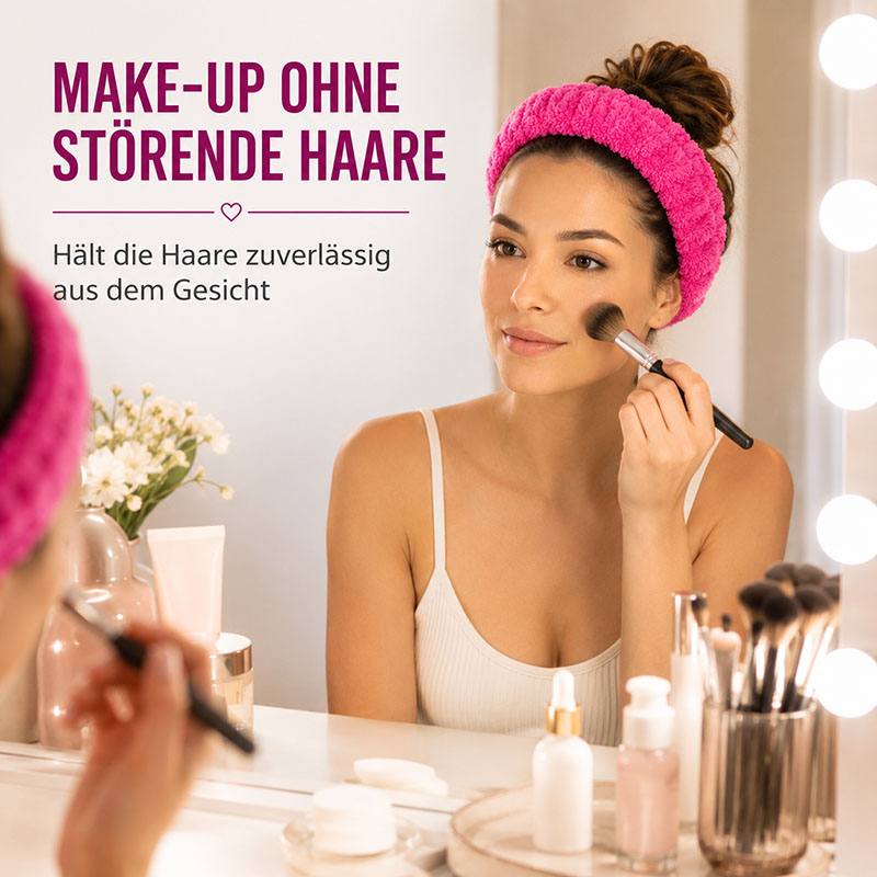Kosmetik Haarband 3er Set Beere für Damen bei Make-up, Gesichtspflege, Wellness, Yoga und Sport; hält Haare zuverlässig aus dem Gesicht
