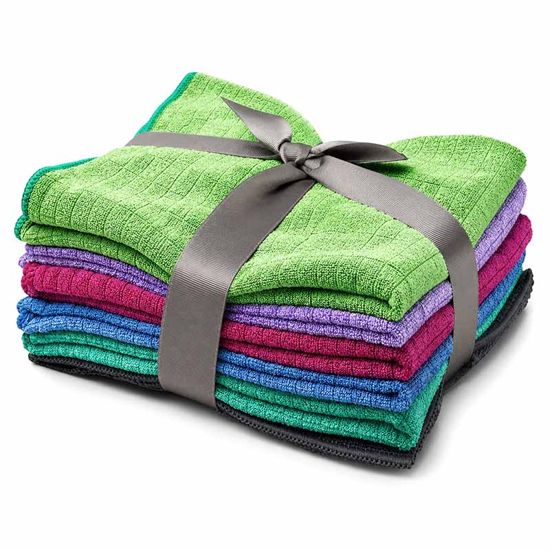 5er-Pack Microfaser Geschirrtücher + 1x Spültuch (Bunt) weiche, super saugfähige & fussel freie Küchentücher
