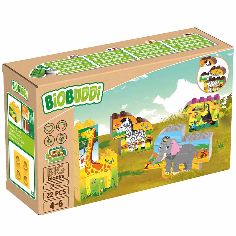 Bio Bausteine (22 Teile) BiOBUDDi Safari Tiere Set