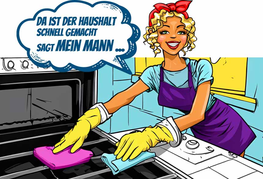 Miss Pastaclean reinigt Backofen mit Tuch Miss Pastaclean reinigt Backofen mit Tuch