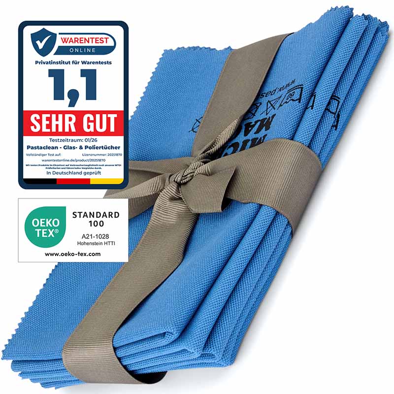 Glas-Poliertücher 5er-Pack (Taubenblau) Mikrofasertücher antibakteriell
