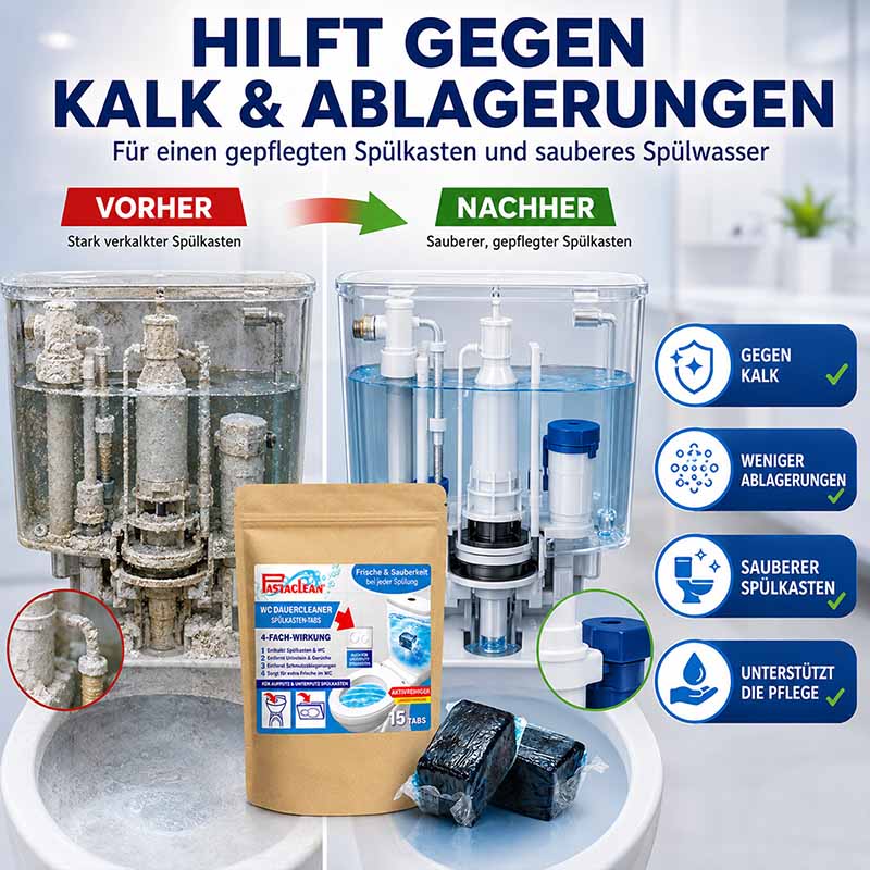 Spülkasten Tabs, Wasserkastenwürfel, Aktivreiniger, 15 Stück, hilft gegen Kalk, Ablagerungen, gepflegter Spülkasten, sauberes Spülwasser, weniger Ablagerungen, unterstützt die Pflege, Frische, Sauberkeit, starke Wirkung, WC-Reiniger
