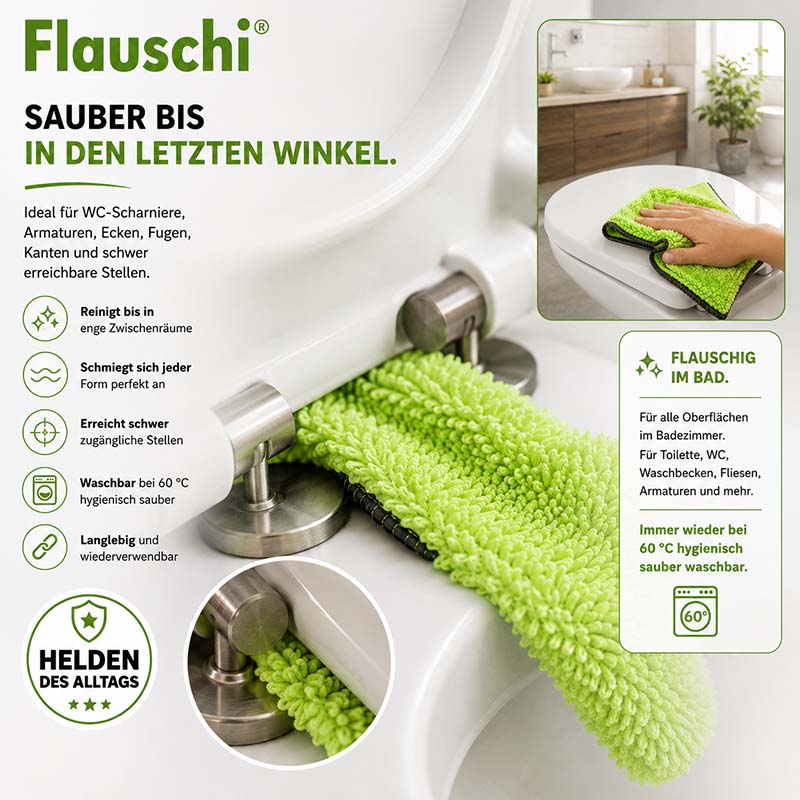 Flauschi antibakterielle Flauschtücher Mikrofasertuch Set, 10-teilig, für WC Scharniere, Armaturen, schwer zugängliche Stellen, waschbar bei 60°C, ideal für Badezimmerreinigung, bunt.