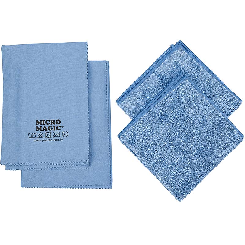 Trocken- & Reinigungstuch Set (4-teilig/Taubenblau) 2x Maxi Poliertuch + 2x Flauschtuch
