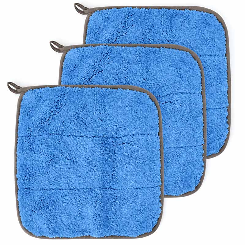 Wasch- & Abschminktücher 30 x 30 cm (Taubenblau) Premium Mikrofaser Reinigungstücher, 3 Stück