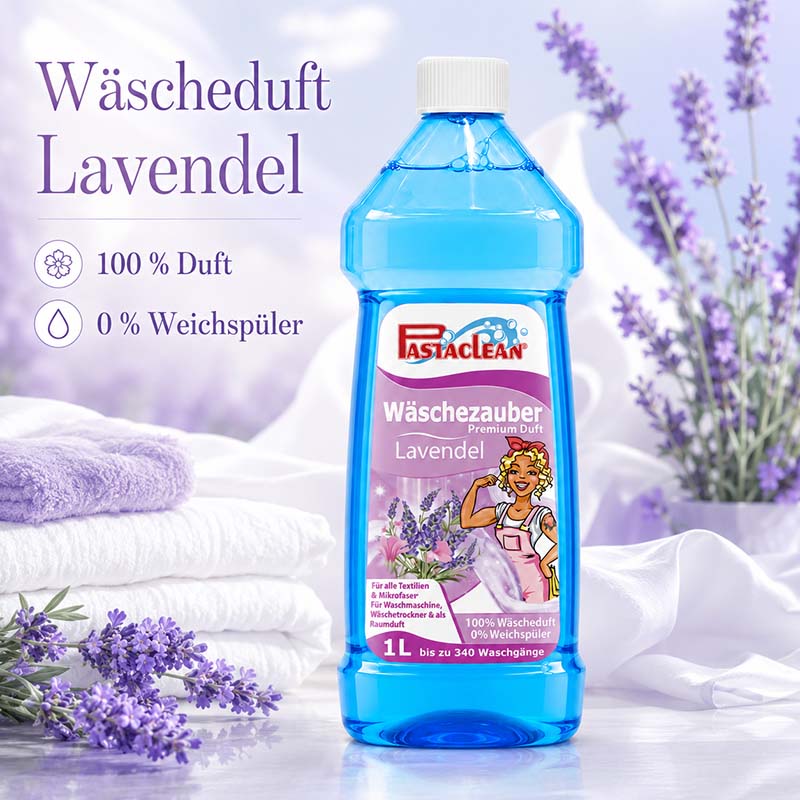 Pastaclean Wäscheduft Premium Lavendel, 1000 ml, für frischen Duft ohne Weichspüler, geeignet für alle Textilien, Mikrofaser, Waschmaschine, Wäschetrockner und als Raumduft.