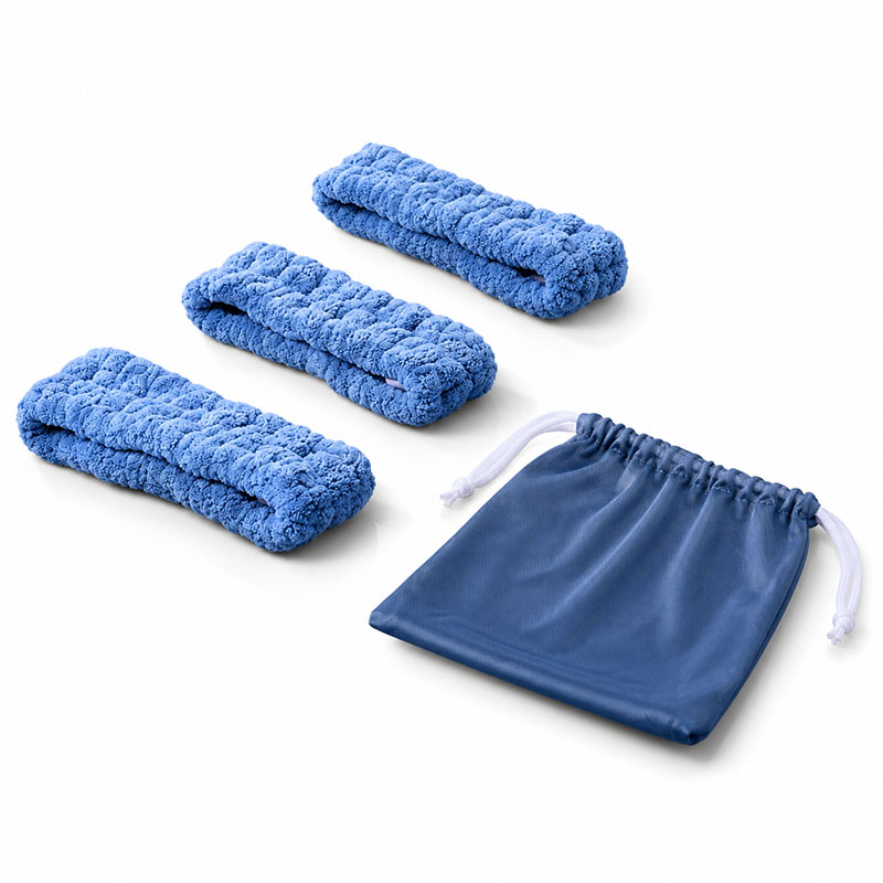 3er Set Kosmetik Haarband Damen, taubenblau, ideal für Make-up, Gesichtspflege, Wellness, Yoga und Sport, weiche Textur, inkl. passendem Aufbewahrungsbeutel. Optimal als Haar-Accessoire für tägliche Schönheitspflege und entspannende Aktivitäten.