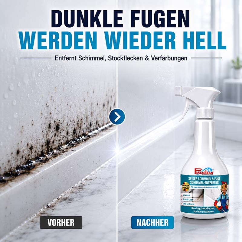Schimmelentferner 500 ml, reinigt Fugen, entfernt Schimmel, Stockflecken, vorher-nachher Vergleich, Fugenreiniger, Fliesenreinigung, Oberflächenreinigung, Badezimmerreiniger, mold remover, tile cleaner, hygienisch, effektive Reinigung, Haushaltspflege.