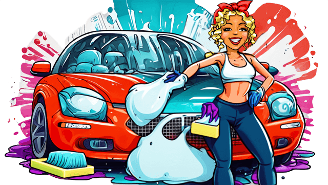 Miss Pastaclean putz Auto mit Autopflege