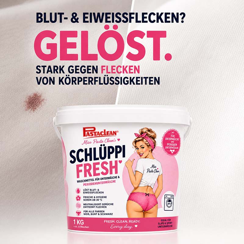 Unterwäsche Waschmittel Schlüppi Fresh – Spezialwaschmittel für Periodenunterwäsche & hautnahe Textilien