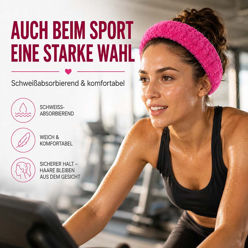 Kosmetik Haarband Damen 3er Set in Beere, schweißabsorbierend und komfortabel, ideal für Make-up, Gesichtspflege, Wellness, Yoga und Sport.