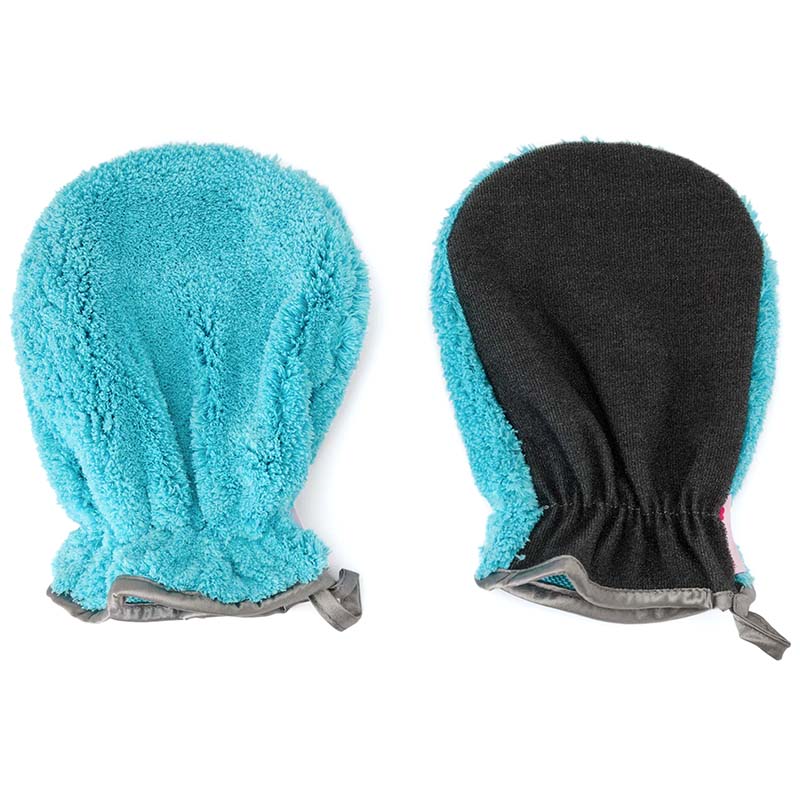 Wasch- & Peelinghandschuh Set (Türkis) Peeling Handschuh für Gesicht & Körperpeeling, 2 Stück