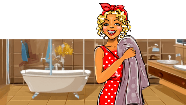 miss-pastaclean-im-badezimmer-mit-badetuch-in-der-hand miss-pastaclean-im-badezimmer-mit-badetuch-in-der-hand