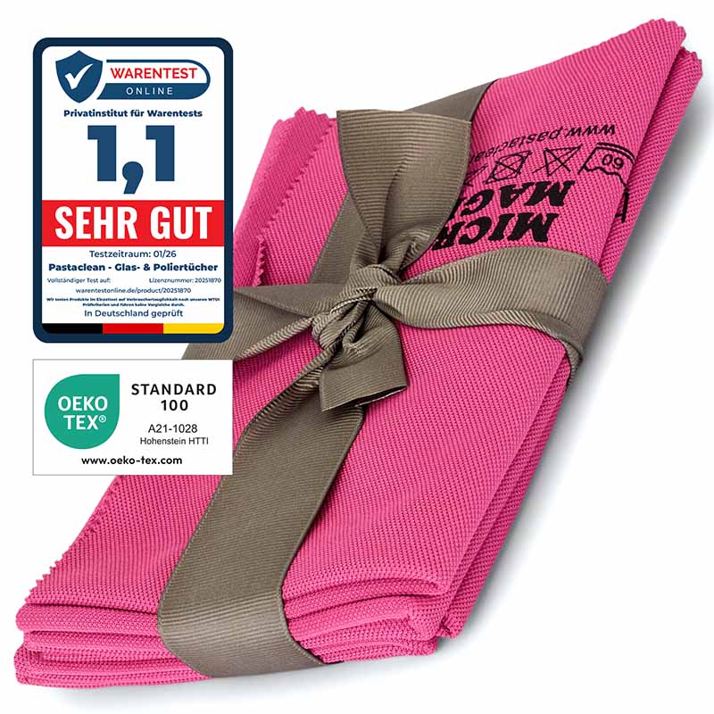 Glas-Poliertücher 5er-Pack (Fuchsia) Mikrofasertücher antibakteriell