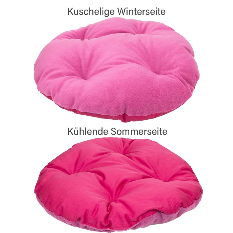 Hundebett Rund mit orthopädischen Wendekissen (Pink/S)