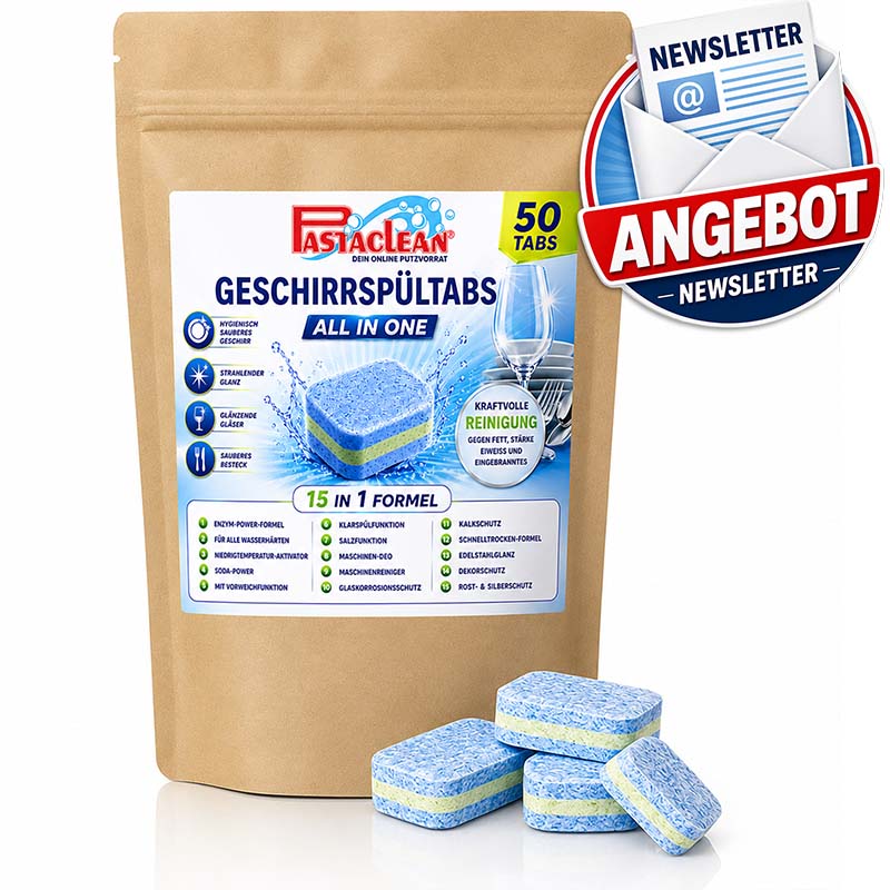 Spülmaschinentabs (50 Tabs) All-In-One Geschirrspültabs - Starke Fettlösekraft