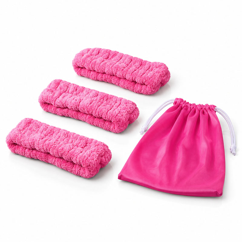 Kosmetik Haarband Damen 3er Set Beere mit Aufbewahrungsbeutel, geeignet für Make-up, Gesichtspflege, Wellness, Yoga und Sport.