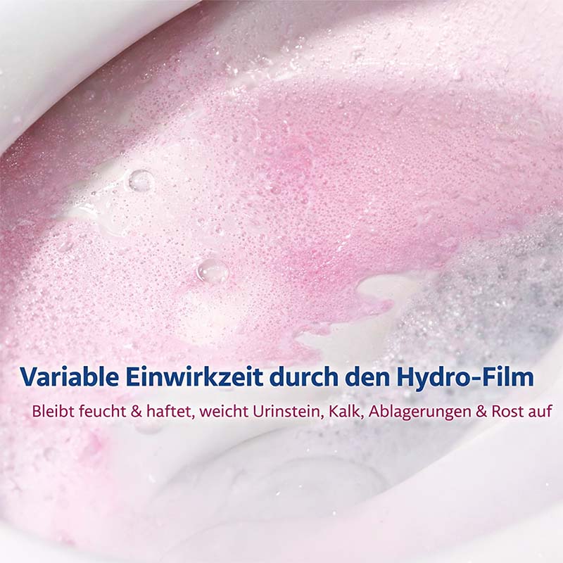 WC Reiniger stark gegen Urinstein und Kalk, 2x 750 ml, WC Intensiv Haftgel, Farbwechsel-Aktiv-Formel, entfernt Ablagerungen, Hydro-Film, variable Einwirkzeit, weicht Urinstein, Kalk, Rost auf, reinigt gründlich, Toilettenpflege, Reinigungskraft
