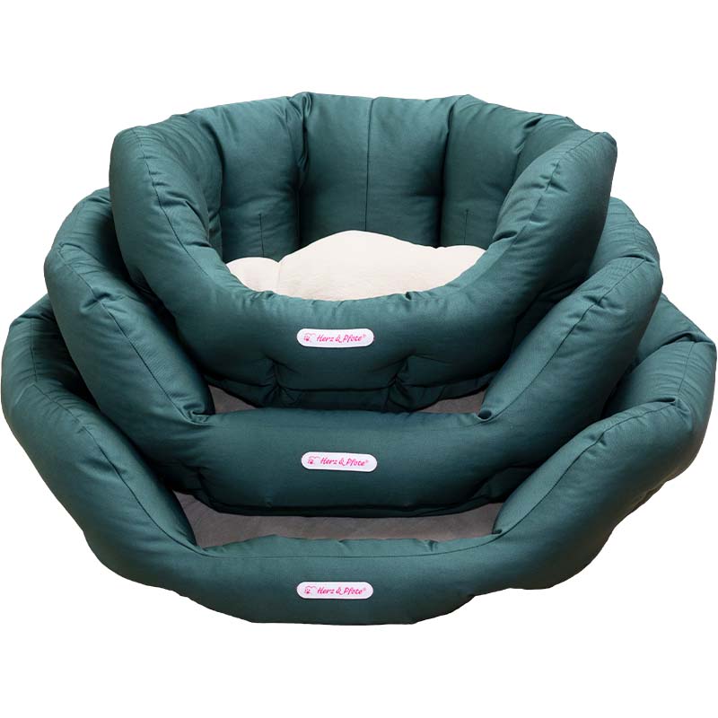 Hundebett mit orthopädischen Wendekissen (Rund/Waldgrün), Größe: M
