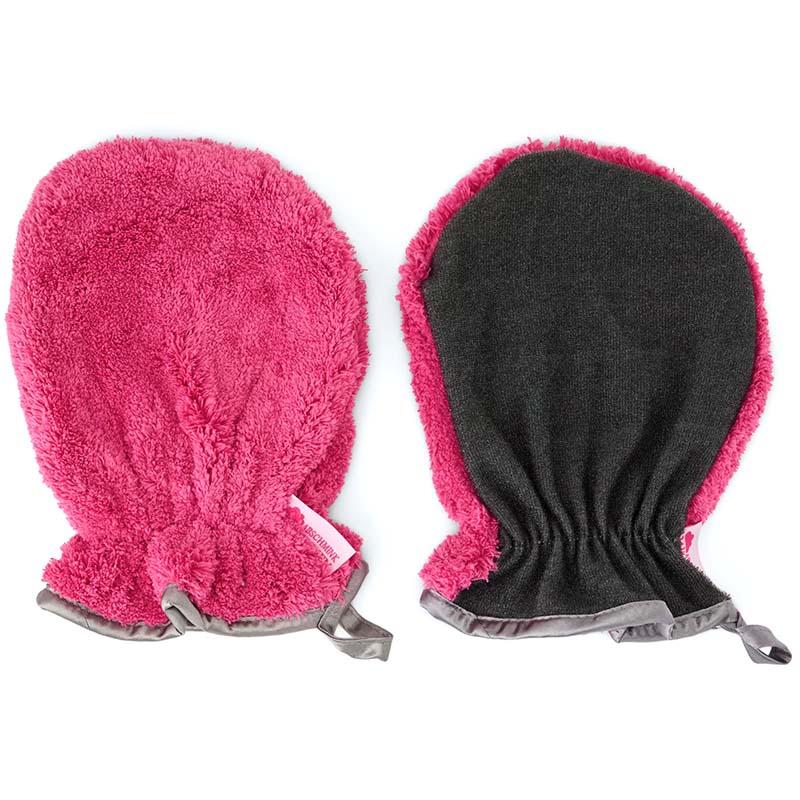 Wasch- & Peelinghandschuh Set (Beere) Peeling Handschuh für Gesicht & Körperpeeling, 2 Stück