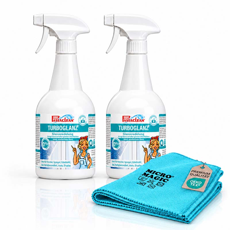 Turboglanz Glasreiniger, 2x 750 ml inkl. 1x Poliertuch
