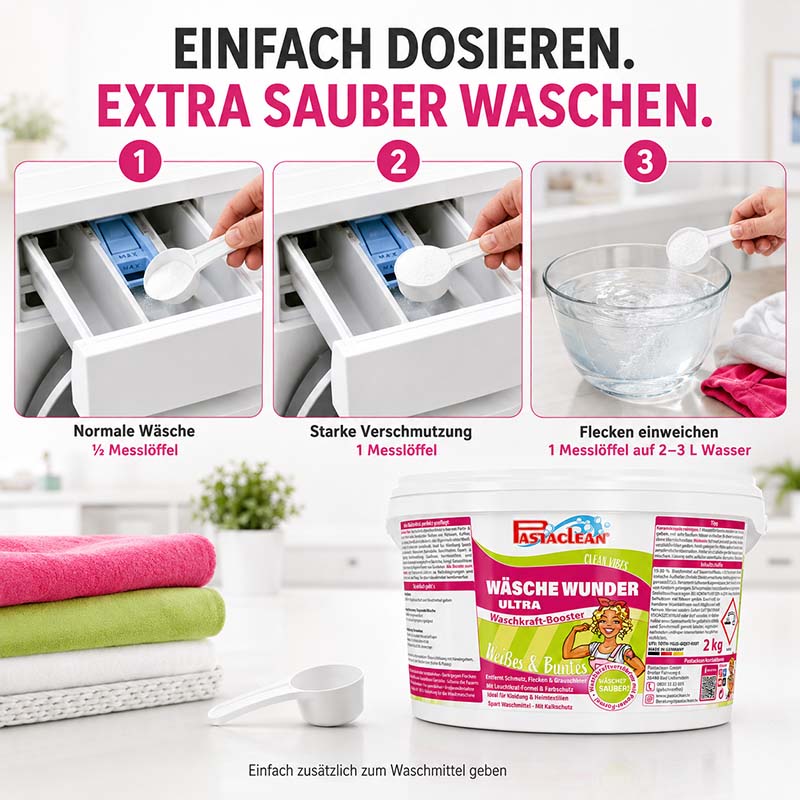 Wäsche Wunder Ultra - kraftvoller Waschkraftverstärker für Weiß- & Buntwäsche, 2 kg