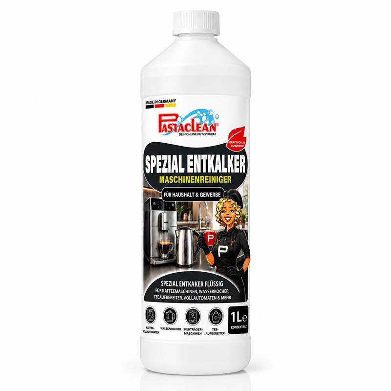 Pastaclean Entkalker Konzentrat für Kaffeemaschinen, Kaffeevollautomaten, Wasserkocher und Siebträger, geräteschonender Maschinenreiniger, 1 Liter, ideal für Haushalts- und Gewerbegeräte