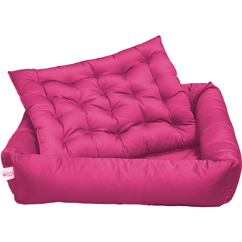 Hundebett Eckig mit orthopädischen Hundekissen (Pink/3XL)