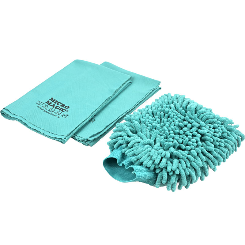 Waschhandschuh und Poliertuch Set Türkis Pastaclean