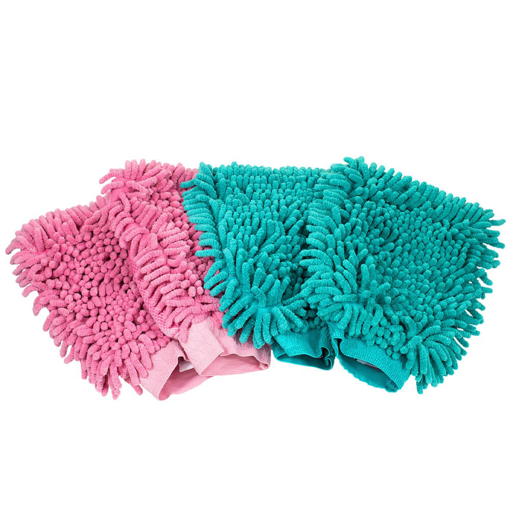 Orange+Grau Fingertoys Handschuhe-Autowaschhandschuh,Doppelseitige Reinigung,weicher Korallen,Perfekt für Motorräder oder im Haushalt-1pcs