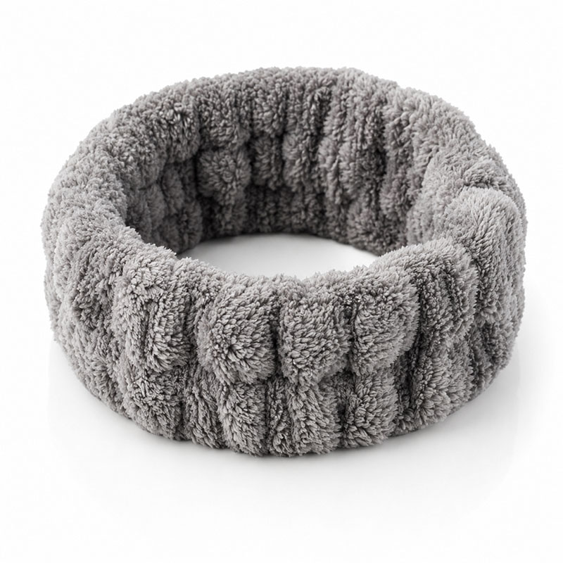 Kosmetik Haarband Damen 3er Set Grau für Make-up Gesichtspflege Wellness Yoga Sport. Flauschiges Material ideal für tägliche Pflege und Aktivitäten. Accessoire für Damen.