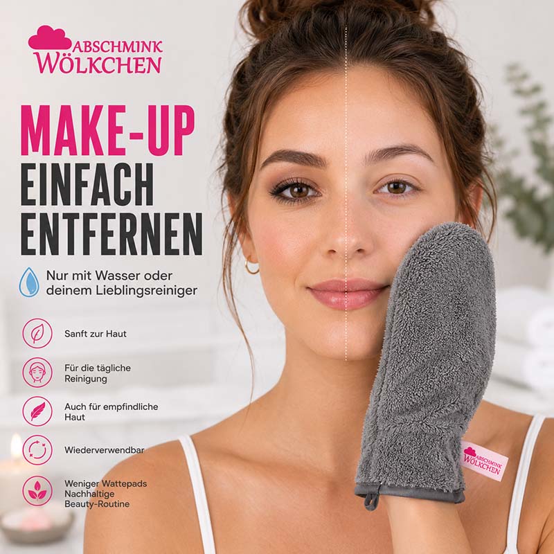 Abschmink Wölkchen Peelinghandschuh & Waschhandschuh 3er Set in Grau zur sanften Reinigung von Gesicht und Körper, effektiv für Make-up Entfernung, ideal für empfindliche Haut und nachhaltige Beauty-Routine.