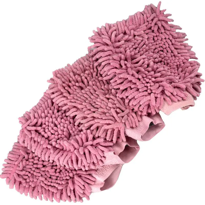 4X Waschhandschuh für Haushalt, Auto und Fahrrad - Chenille Handschuh (Beere)