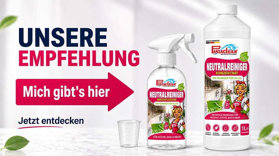 Pastaclean Neutralreiniger Konzentrat kaufen – Empfehlung für Allzweckreiniger im Haushalt mit Mischflasche und Messbecher