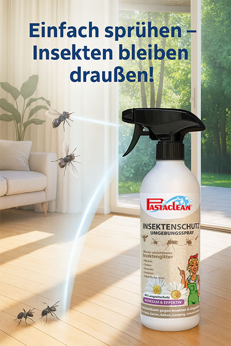 Insektenschutz von Pastaclean hält Mücken und Fliegen fern Insektenschutz von Pastaclean hält Mücken und Fliegen fern