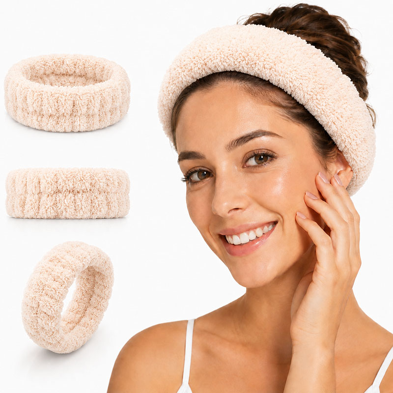 Kosmetik Haarband Damen 3er Set Kitt für Make-up, Gesichtspflege, Wellness, Yoga, Sport, weiches Material, elastisch, praktisches Accessoire, ideal für Beauty-Routine, komfortabel, vielseitig einsetzbar