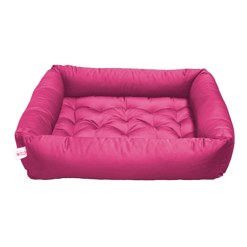 Hundebett Eckig mit orthopädischen Hundekissen (Pink/L)