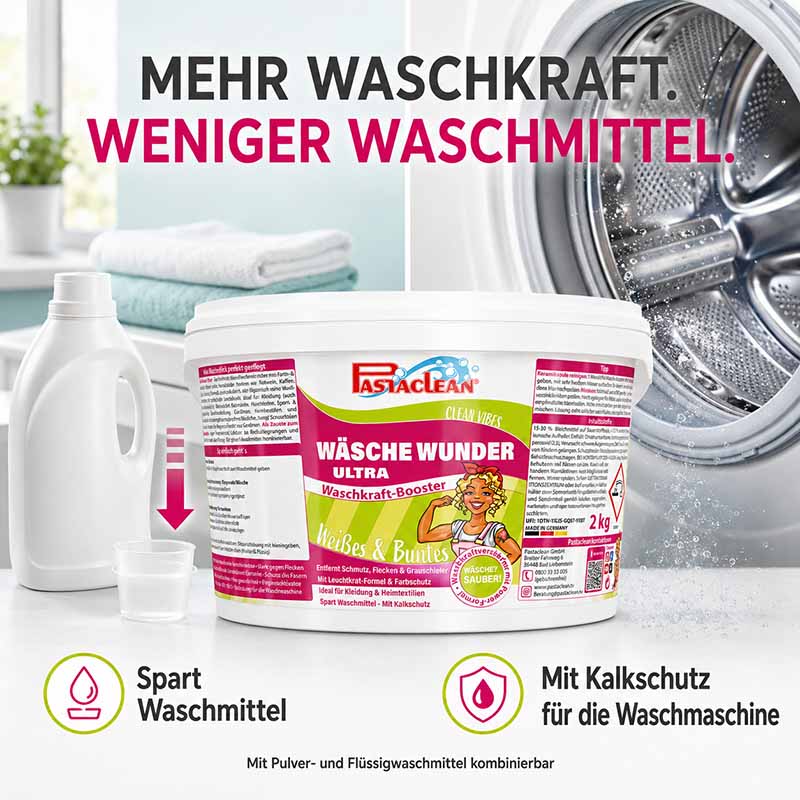 Wäsche Wunder Ultra - kraftvoller Waschkraftverstärker für Weiß- & Buntwäsche, 2 kg