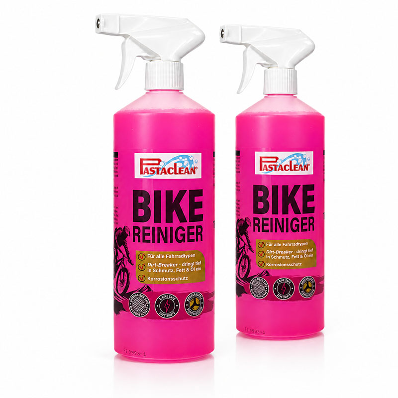 Pastaclean Fahrradreiniger, Reinigungsspray für alle Fahrradtypen, langlebiger Bike Cleaner, 2x 1 Liter, dringt tief in Schmutz, Fett und Öl ein, bietet Korrosionsschutz und effiziente Reinigung.