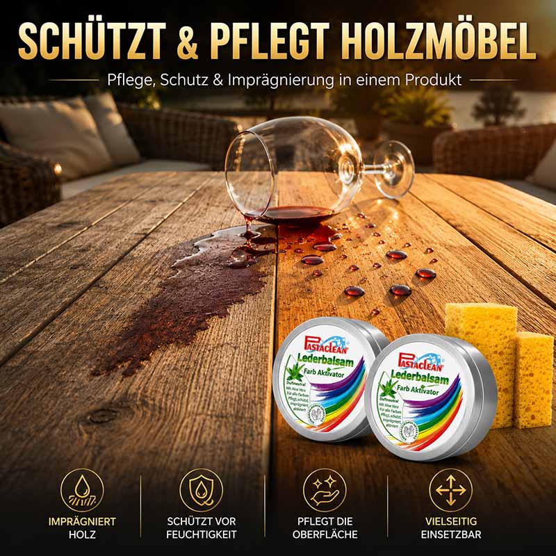 Pastaclean Lederpflege Set 500 ml zur Pflege und Schutz von Holzmöbeln, mit Imprägnierungseigenschaften, schützt vor Feuchtigkeit und pflegt die Oberfläche, vielseitig einsetzbar.