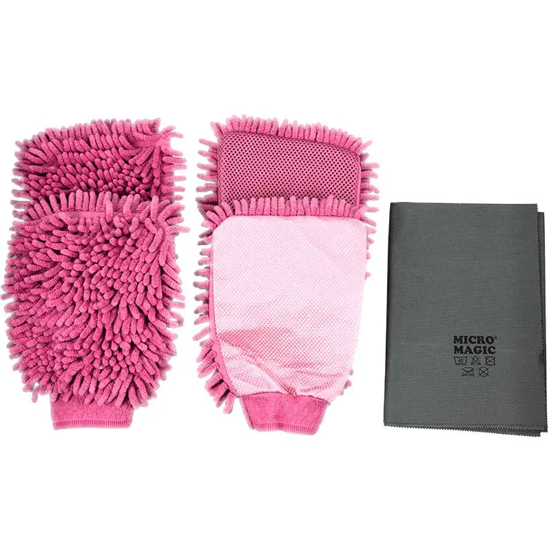 Waschhandschuh Set mit Poliertuch Pink Pastaclean Waschhandschuh Set mit Poliertuch Pink Pastaclean