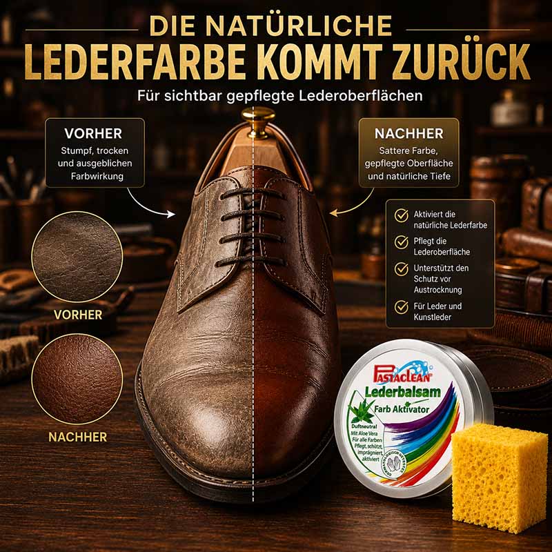 Pastaclean Lederpflege farblos mit Farb Aktivator für gepflegte Lederoberflächen, 250 ml; eignet sich zur Farbauffrischung und Schutz von Leder und Kunstleder durch Aktivierung der natürlichen Lederfarbe.