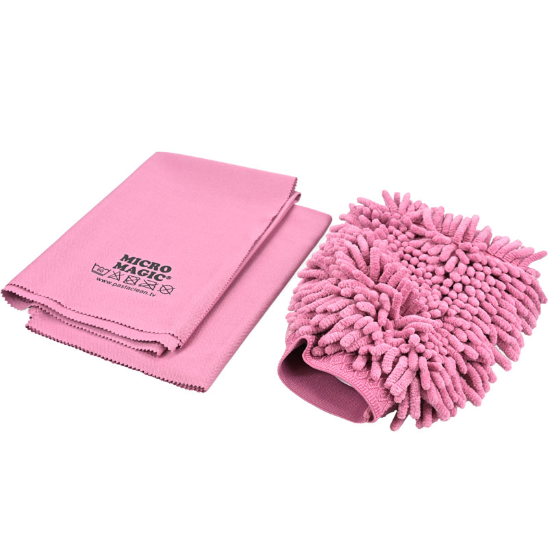 Waschhandschuh und Poliertuch Set Beere Pastaclean